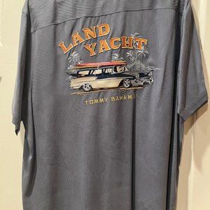 Tommy Bahama Men's Large Silk Embroidered Panel Back Short Sleeved Camp Shirt